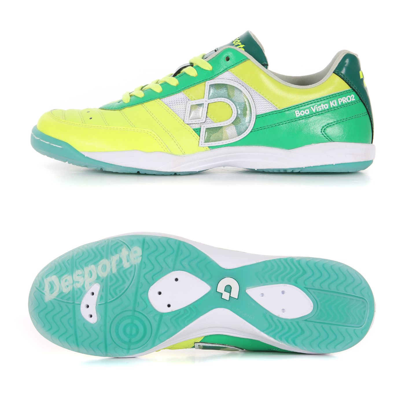 Desporte Boa Vista KI PRO2 LTD 20th anniversary limited edition yellow and green futsal shoes with green camouflage logo