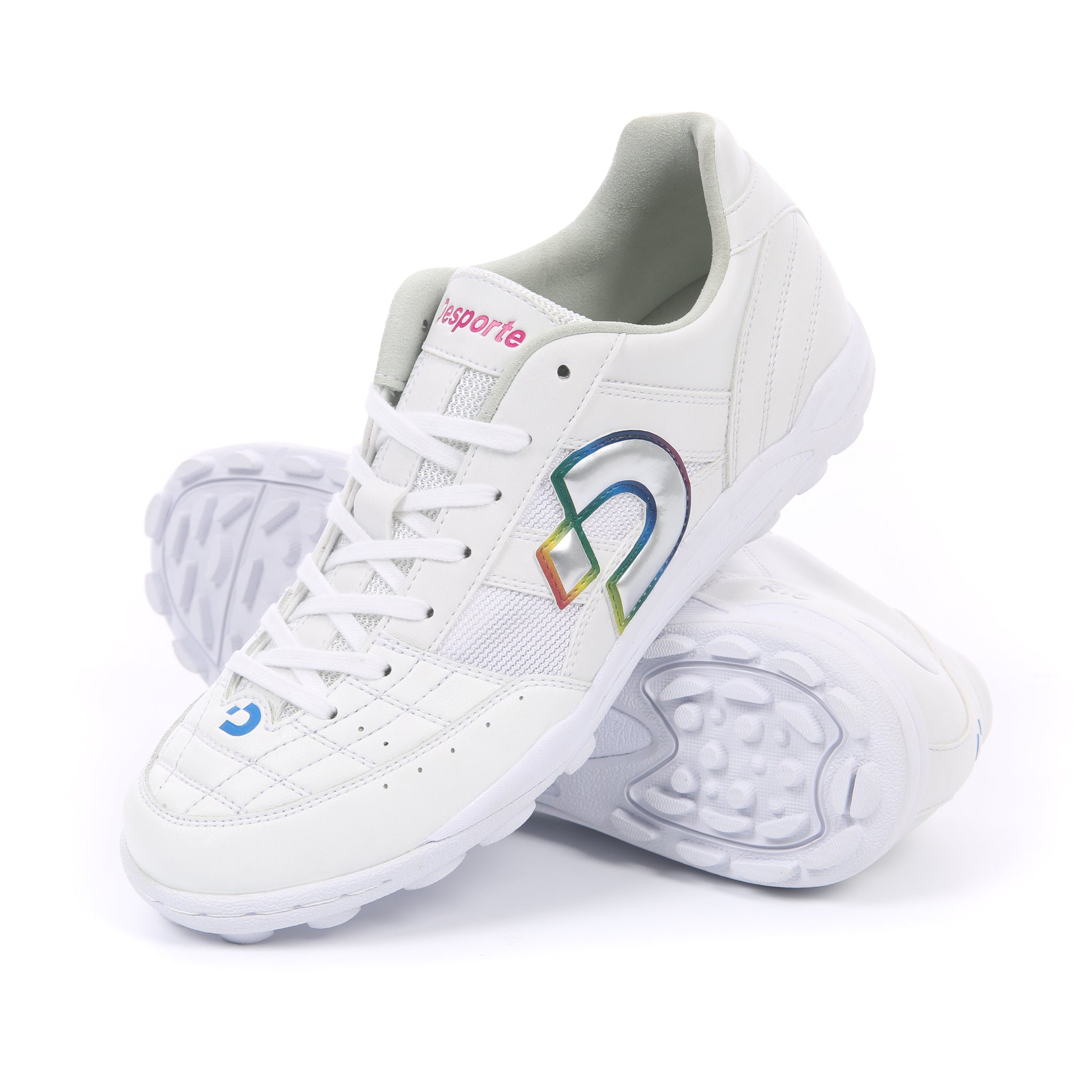 Desporte Rio LLTF white silver turf soccer shoes