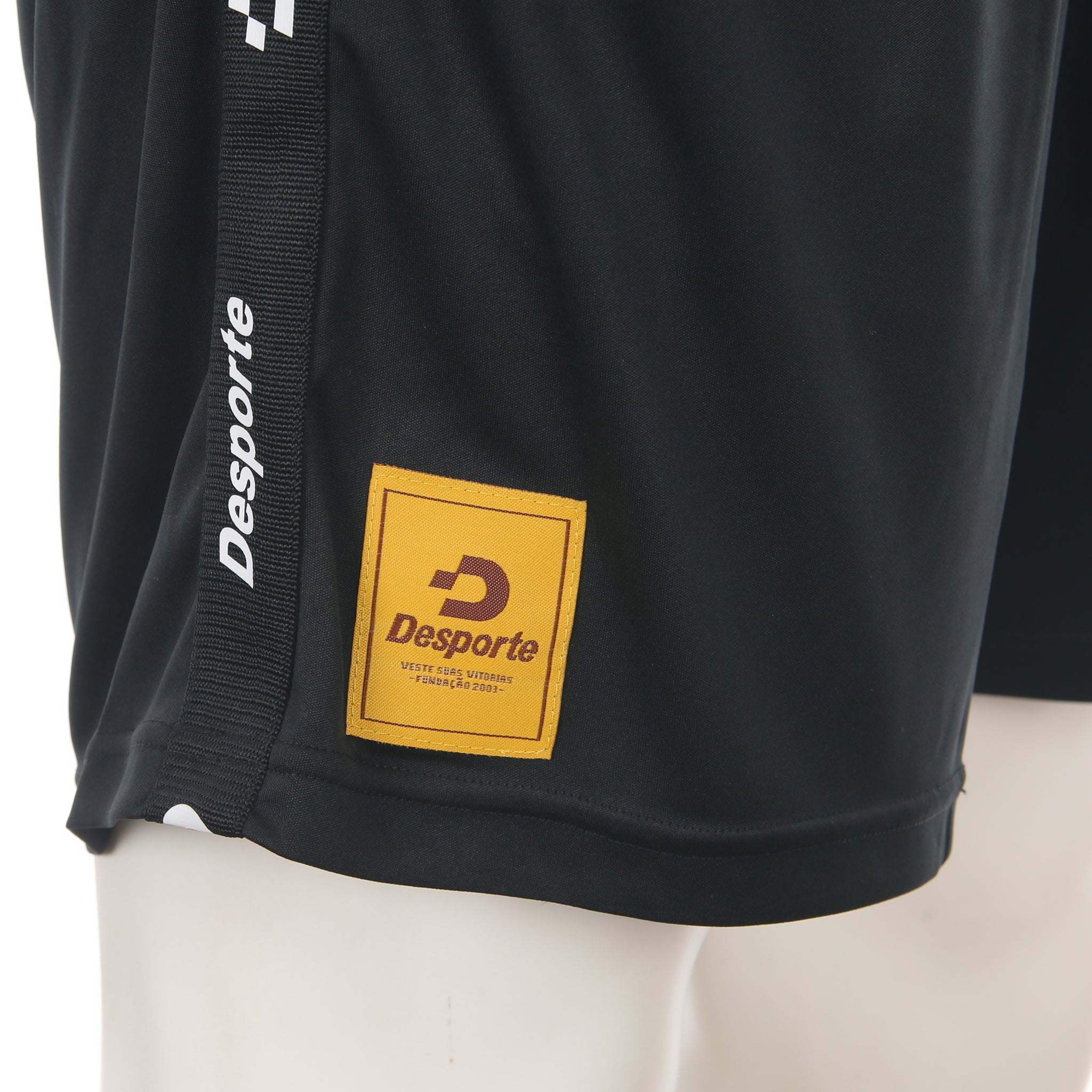 Desporte black futsal practice shorts DSP-BPSP-37 stitched logo tag and track tape logo