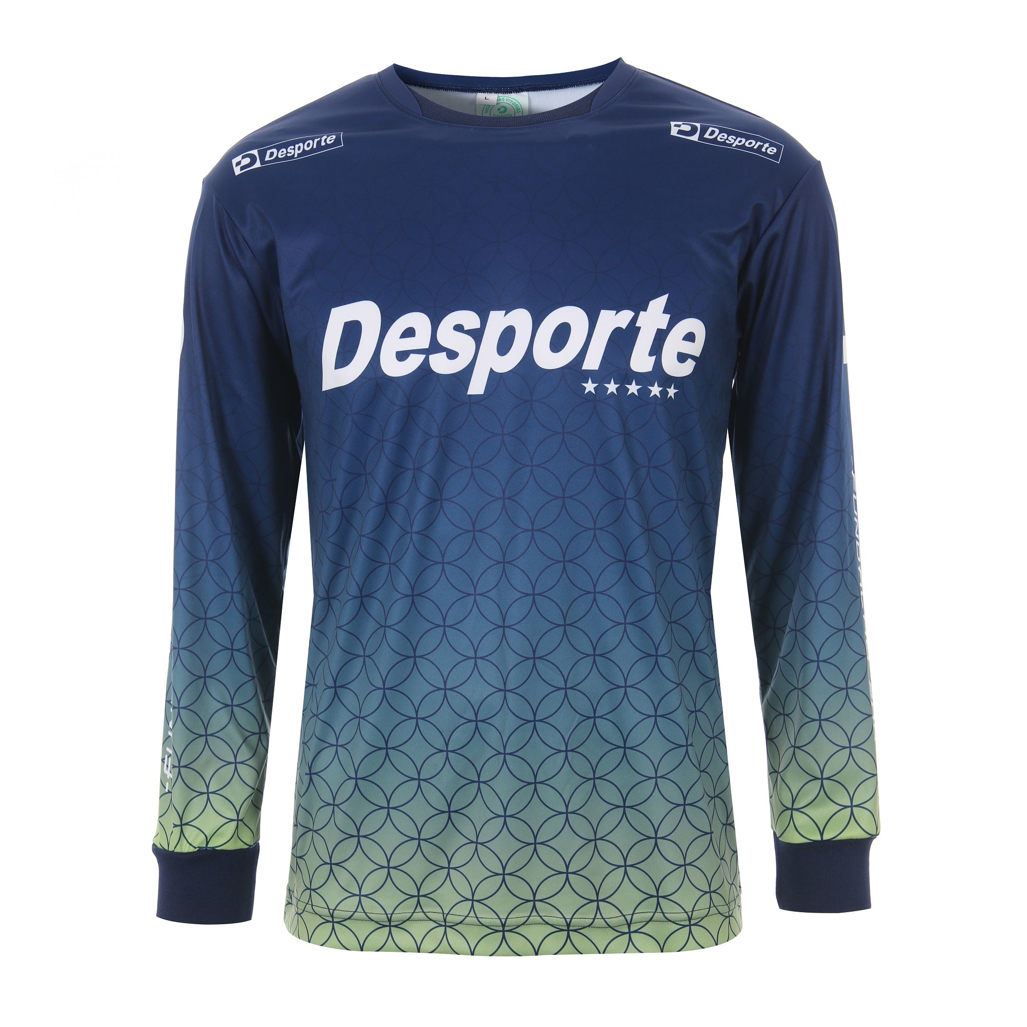 Desporte navy lime quick-dry long sleeve practice shirt DSP-BPS-33L for futsal and soccer