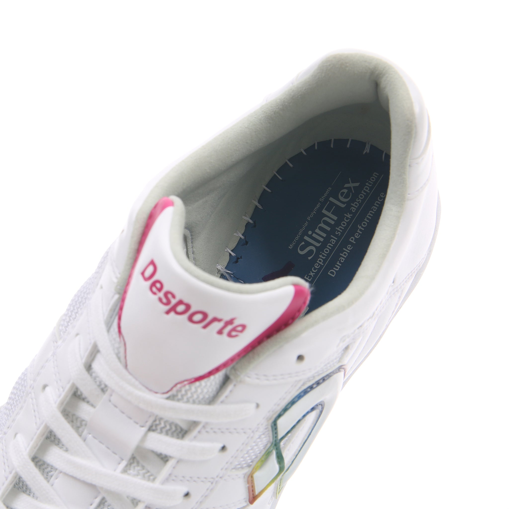 Desporte Tessa Light TF3 white silver rainbow turf soccer shoe SlimFlex memory foam cushioning