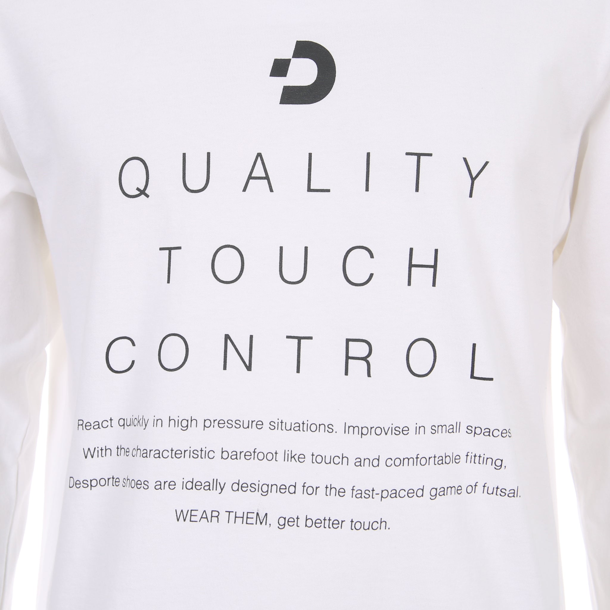 Desporte white 100% cotton long sleeve t-shirt DSP-T53L front brand slogan logo